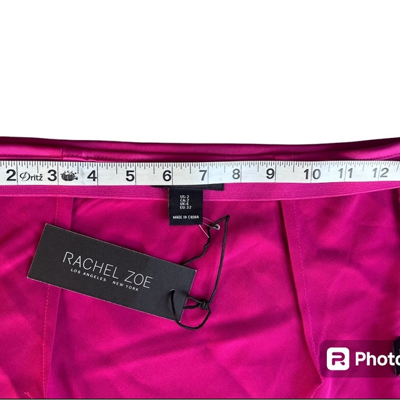 Rachel Zoe NEW Bright Pink Silky MIDI Slip Skirt Size 2 - Picture 4 of 5